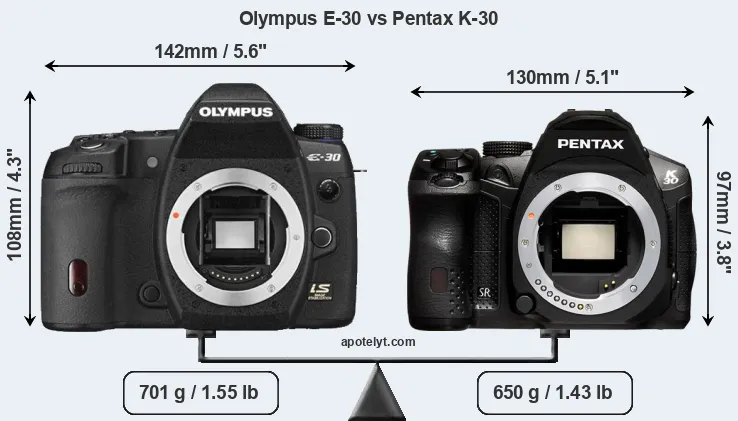 Size Olympus E-30 vs Pentax K-30