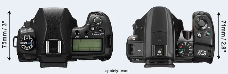 Compare E-30 versus K-30 top