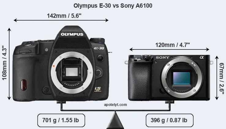 Size Olympus E-30 vs Sony A6100