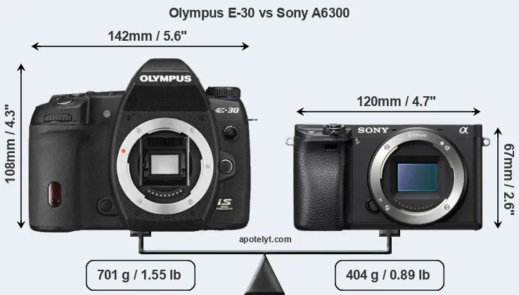 Size Olympus E-30 vs Sony A6300