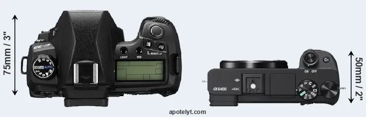 Compare E-30 versus A6400 top