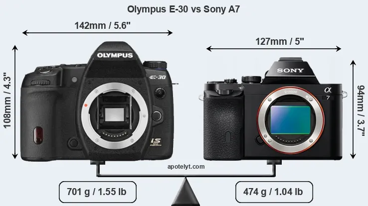 Size Olympus E-30 vs Sony A7