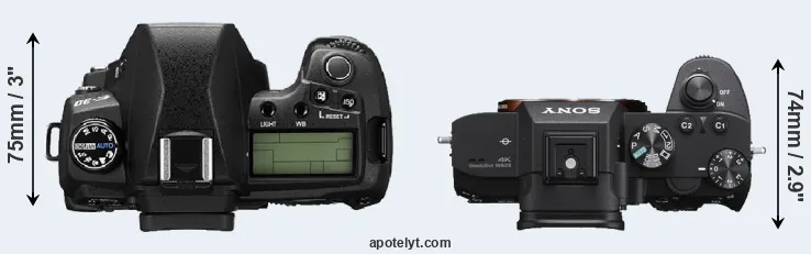 Compare E-30 versus A7 III top