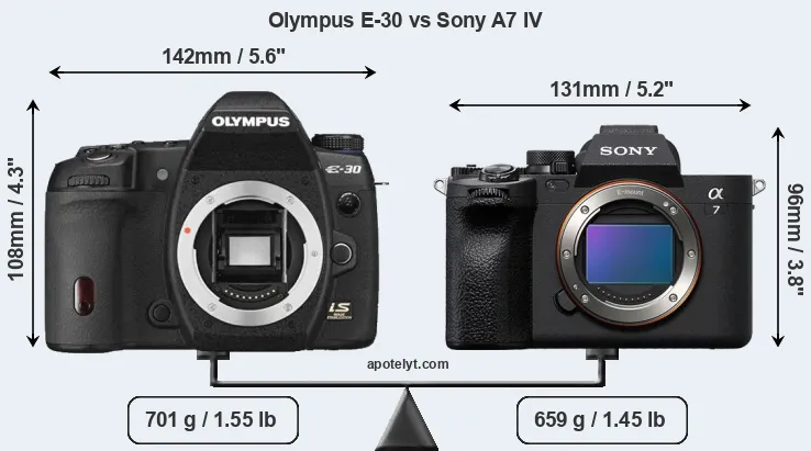 Size Olympus E-30 vs Sony A7 IV