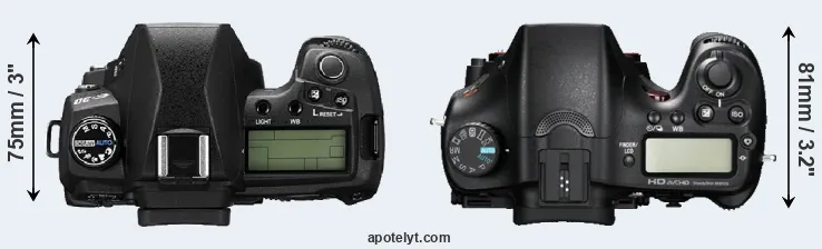 Compare E-30 versus A77 top