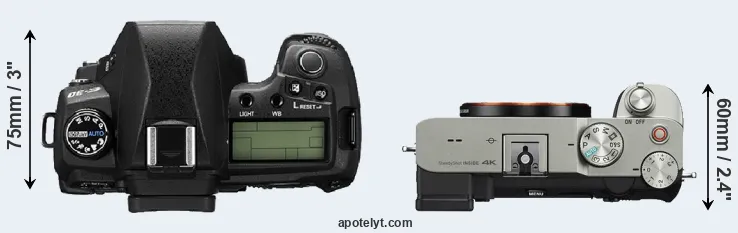 Compare E-30 versus A7C top