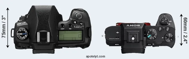 Compare E-30 versus A7R II top