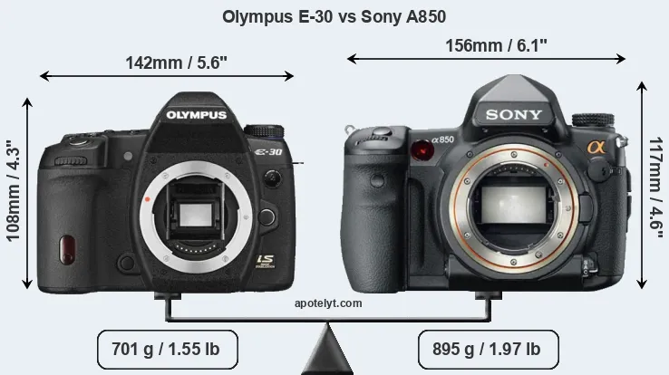 Size Olympus E-30 vs Sony A850