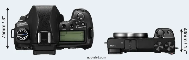 Compare E-30 versus NEX-7 top