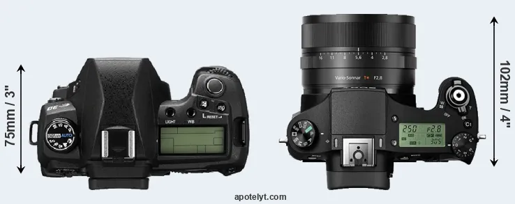 Compare E-30 versus RX10 II top