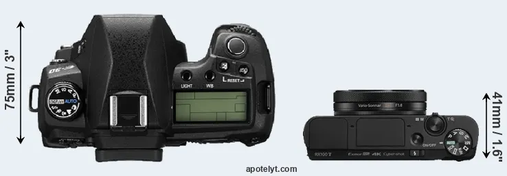 Compare E-30 versus RX100 V top