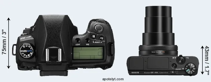 Compare E-30 versus RX100 VII top