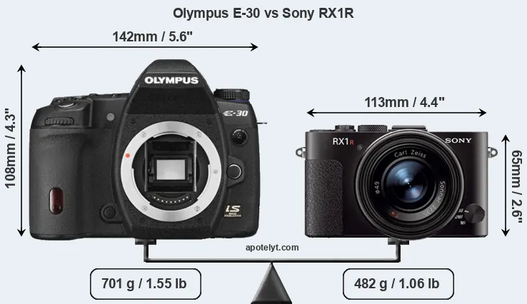 Size Olympus E-30 vs Sony RX1R