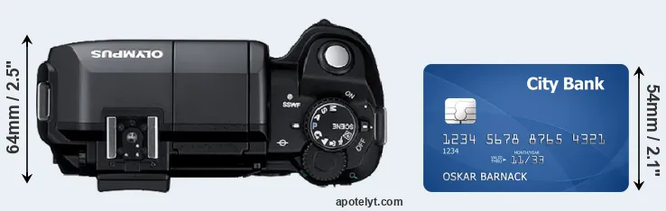 E-300 versus credit card top view