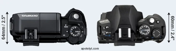 Compare E-300 versus E-620 top