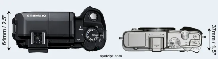 Compare E-300 versus E-P5 top