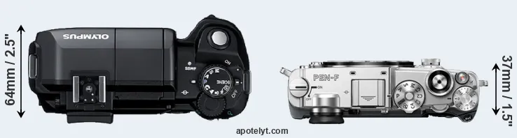 Compare E-300 versus PEN-F top