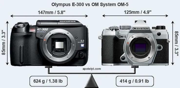 Size Olympus E-300 vs OM System OM-5