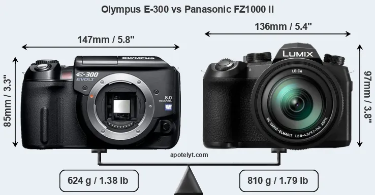 Size Olympus E-300 vs Panasonic FZ1000 II