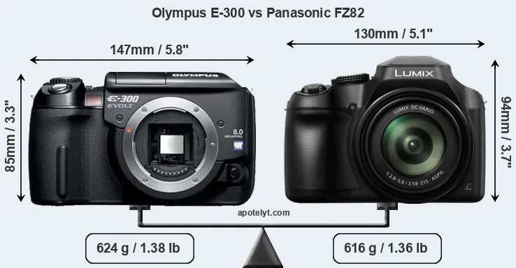 Size Olympus E-300 vs Panasonic FZ82