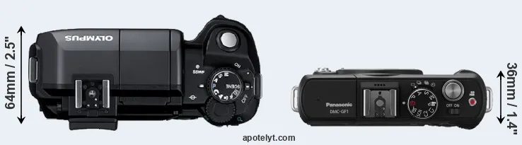 Compare E-300 versus GF1 top