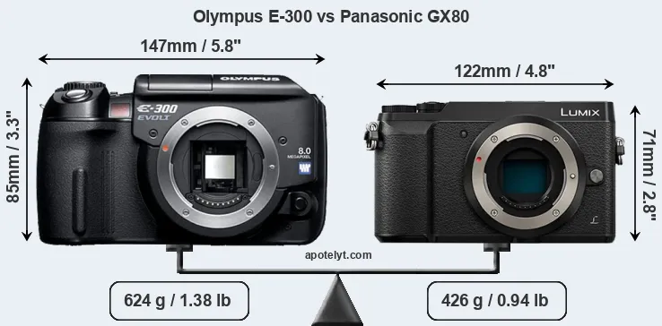 Size Olympus E-300 vs Panasonic GX80