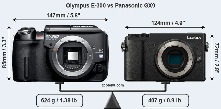 Size Olympus E-300 vs Panasonic GX9