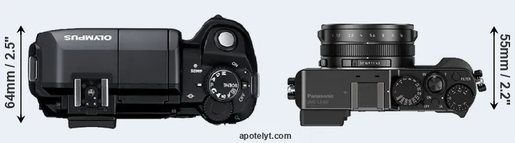 Compare E-300 versus LX100 top