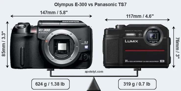 Size Olympus E-300 vs Panasonic TS7