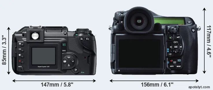 Comparison E-300 or 645Z rear
