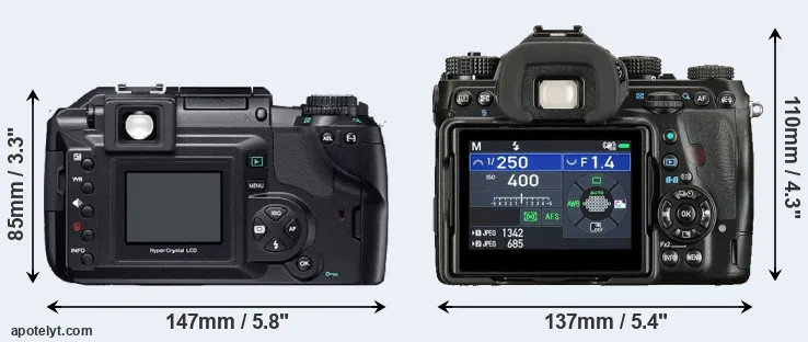 Comparison E-300 or K-1 II rear