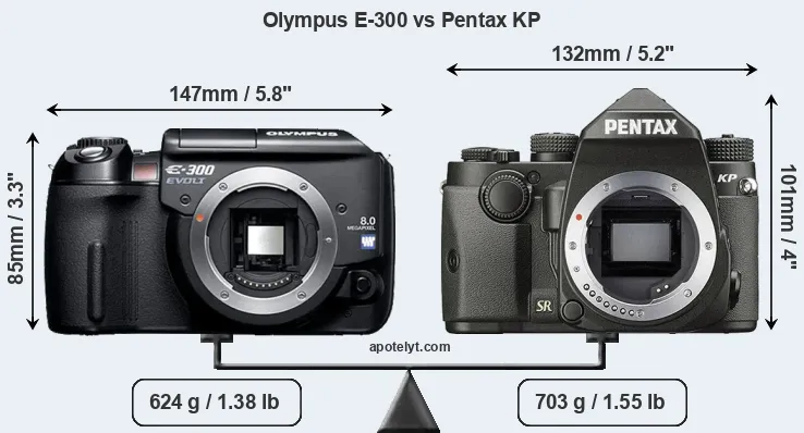 Size Olympus E-300 vs Pentax KP