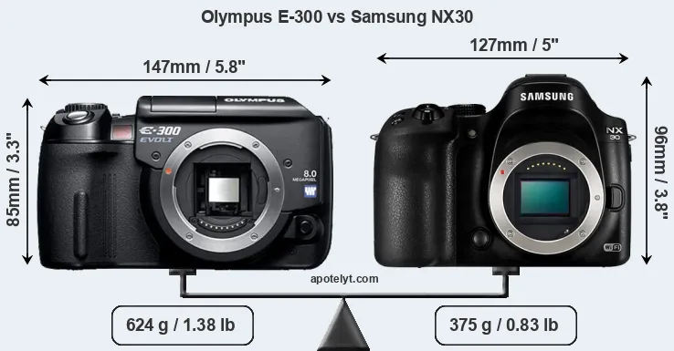 Size Olympus E-300 vs Samsung NX30