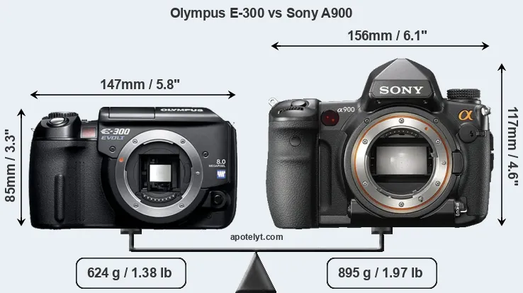 Size Olympus E-300 vs Sony A900