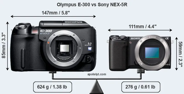 Size Olympus E-300 vs Sony NEX-5R