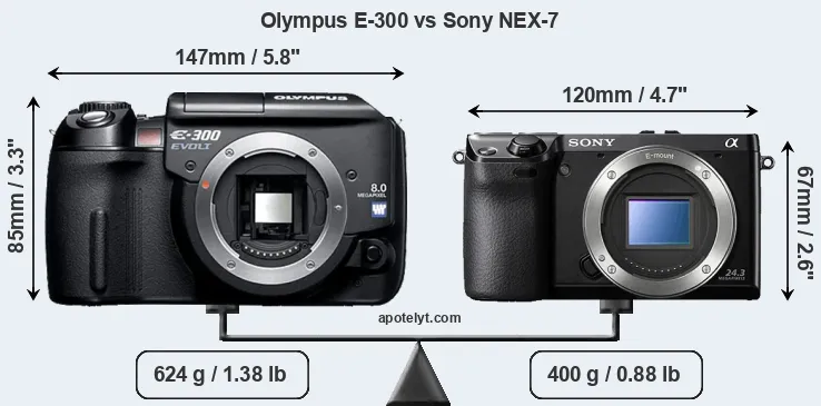 Size Olympus E-300 vs Sony NEX-7