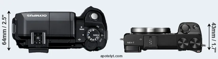 Compare E-300 versus NEX-7 top