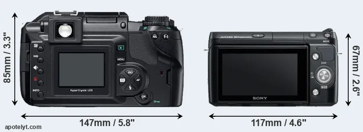 Comparison E-300 or NEX-F3 rear