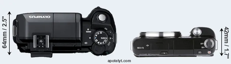 Compare E-300 versus NEX-F3 top