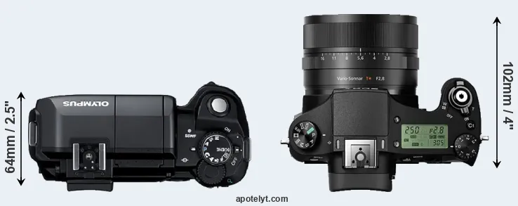 Compare E-300 versus RX10 II top