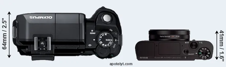 Compare E-300 versus RX100 III top
