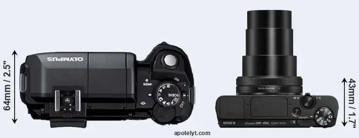 Compare E-300 versus RX100 VI top