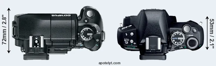 Compare E-330 versus E-410 top