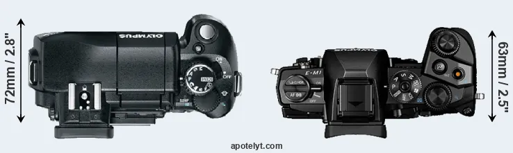 Compare E-330 versus E-M1 top