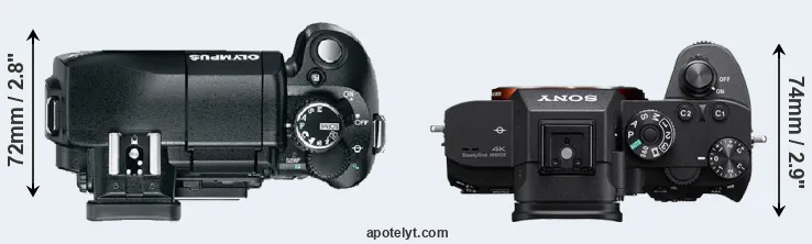 Compare E-330 versus A7R III top