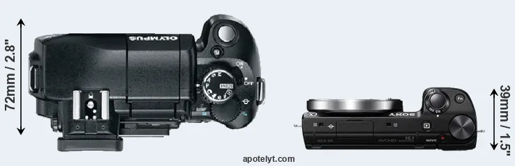 Compare E-330 versus NEX-5R top