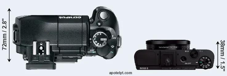 Compare E-330 versus RX100 II top
