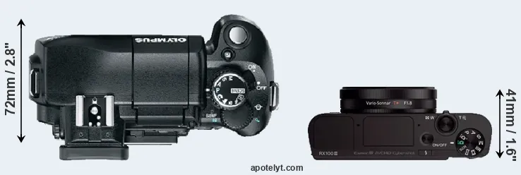 Compare E-330 versus RX100 III top