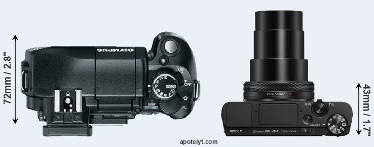 Compare E-330 versus RX100 VI top