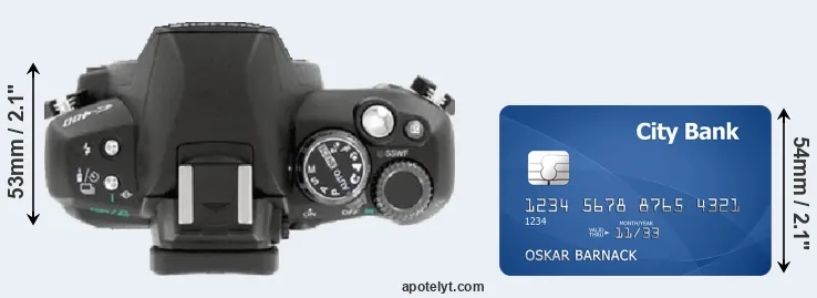 E-400 versus credit card top view